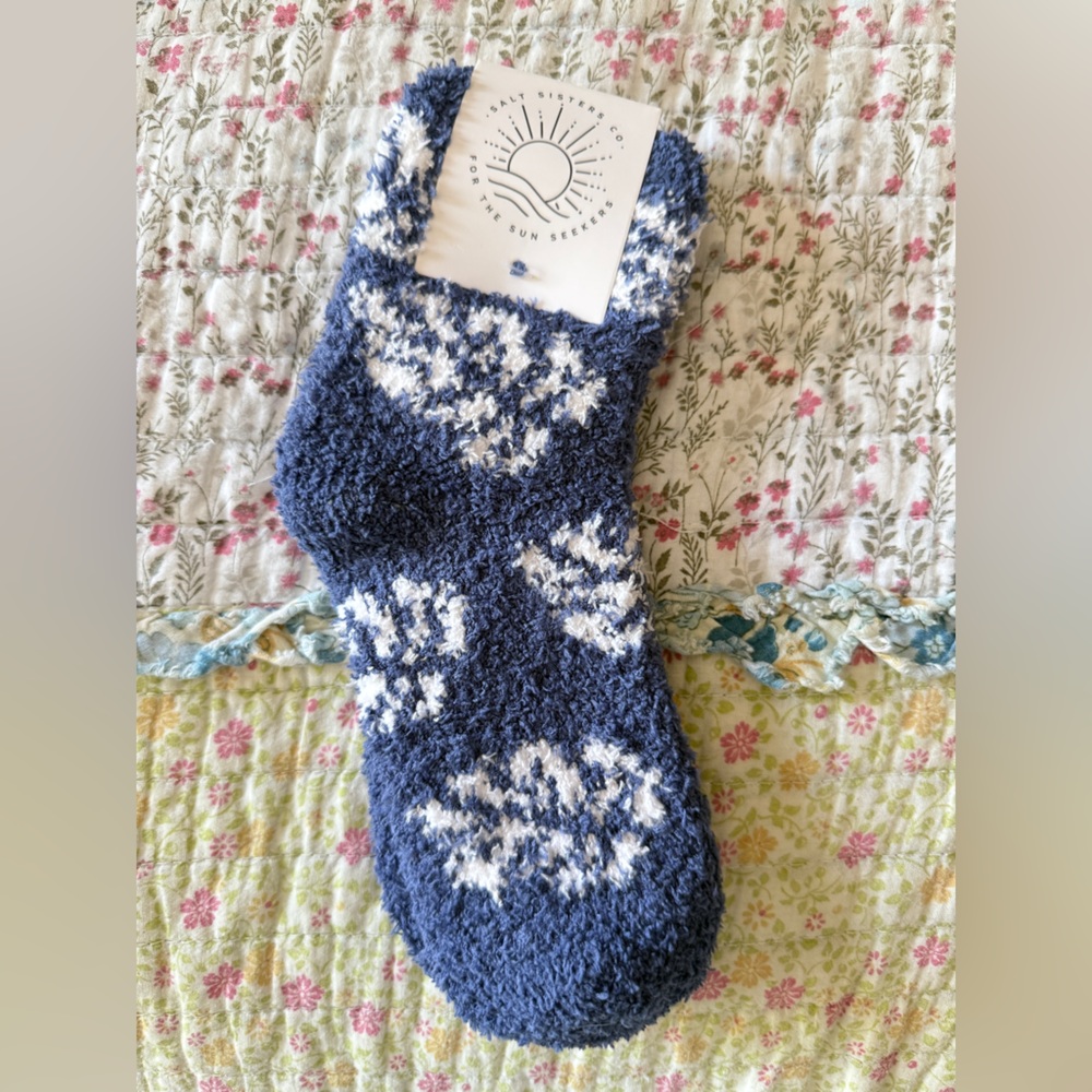 Navy and White Patterned Women's Socks